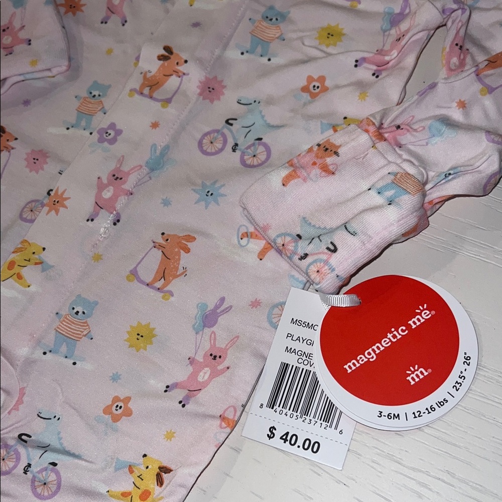 Magnetic Me Pink Dog Playground Pals Convertible Romper Footie 6-9 months - Picture 3 of 7